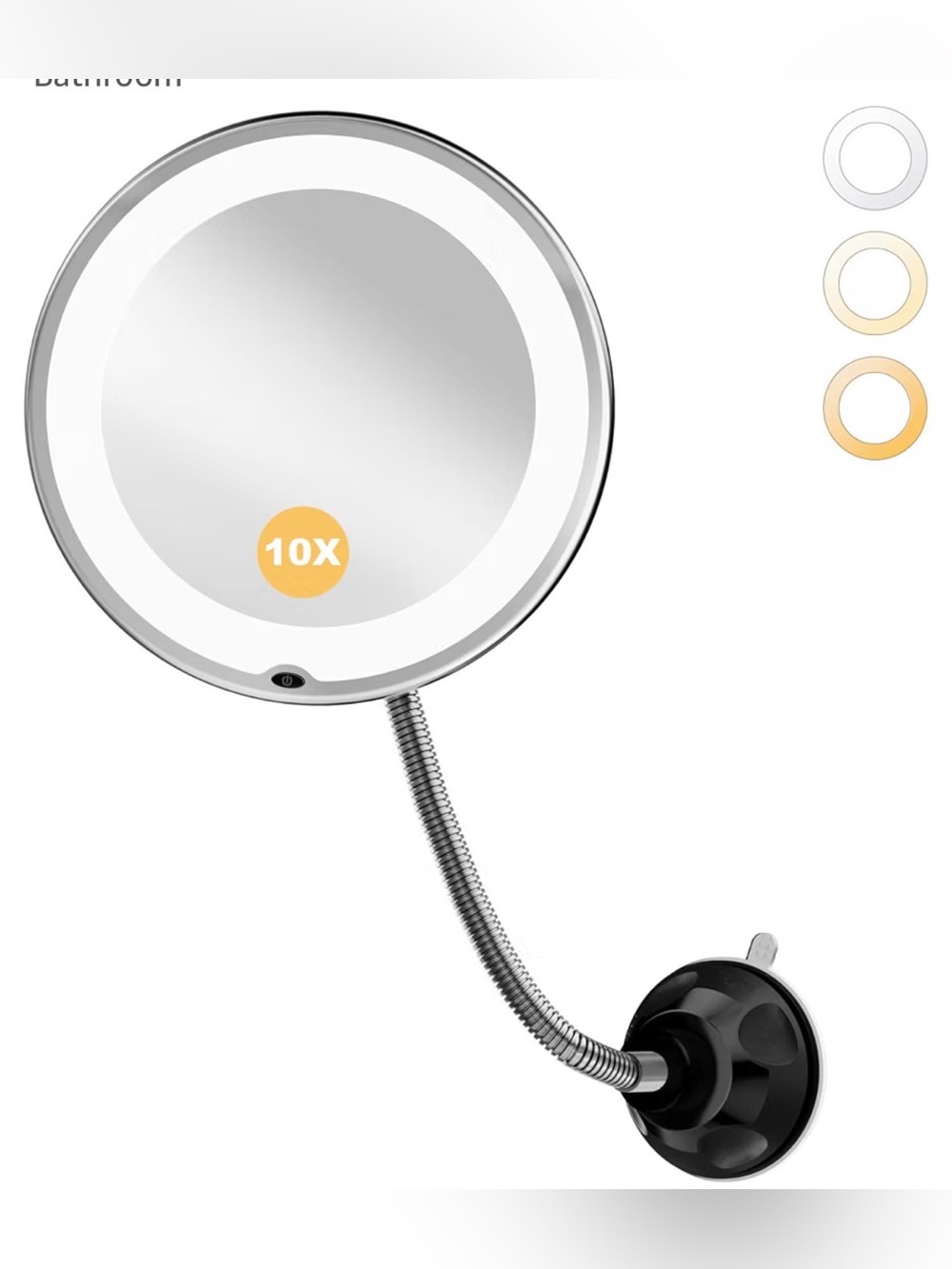 NIB LED 10X Magnifying Makeup Mirror with Flexible Arm - White